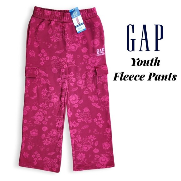 GAP Other - GAP Original Youth Red Pink Cozy Fleece Cargo Wide-Leg Sweatpant Size L (14/16)